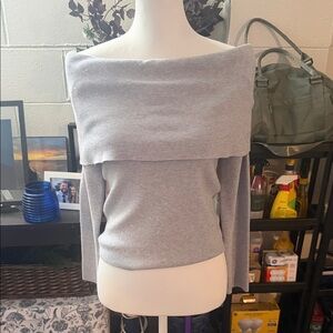 Aritzia Wilfred Heather Chrome Cowl Neck Sweater